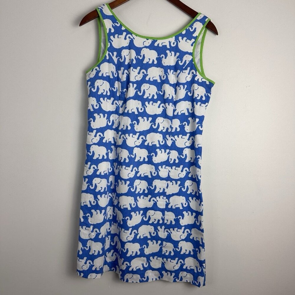 Lilly Pulitzer Blue and White Elephant Print Midi Dress